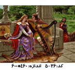 نخ و نقشه تابلو فرش طرح مرد چنگ نواز 