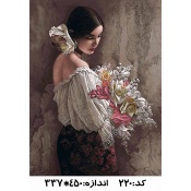 نخ و نقشه تابلو فرش طرح دختر گل فروش 2